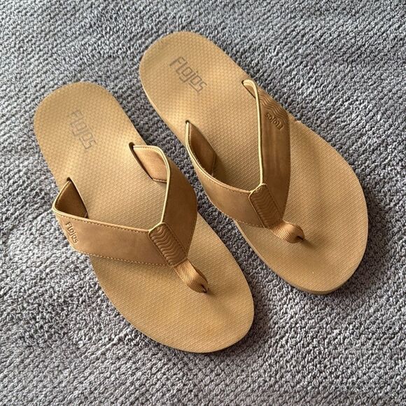 Flojos Men's‎ Tan Thong Flip-Flop Sandals Size 13 Wide Strap Casual Comfort - Picture 2 of 9